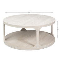 Round Drum Coffee Table, 46 in – Hand-Rubbed Gray Pine - dimension drawing