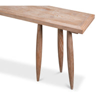 Long Carved-Leg Console Table – Natural Pine with Splayed Spindle Supports - additional view