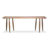 Long Carved-Leg Console Table – Natural Pine with Splayed Spindle Supports - additional view