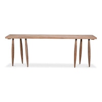 Long Carved-Leg Console Table – Natural Pine with Splayed Spindle Supports - additional view