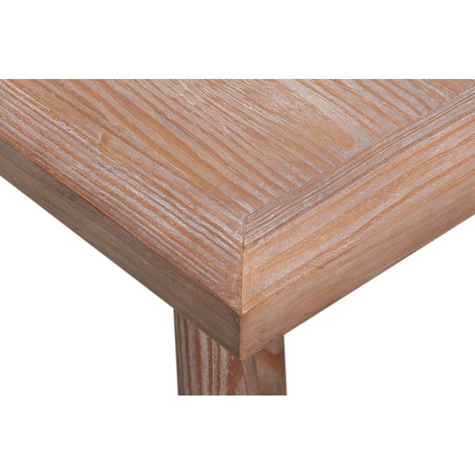 Long Carved-Leg Console Table – Natural Pine with Splayed Spindle Supports - additional view