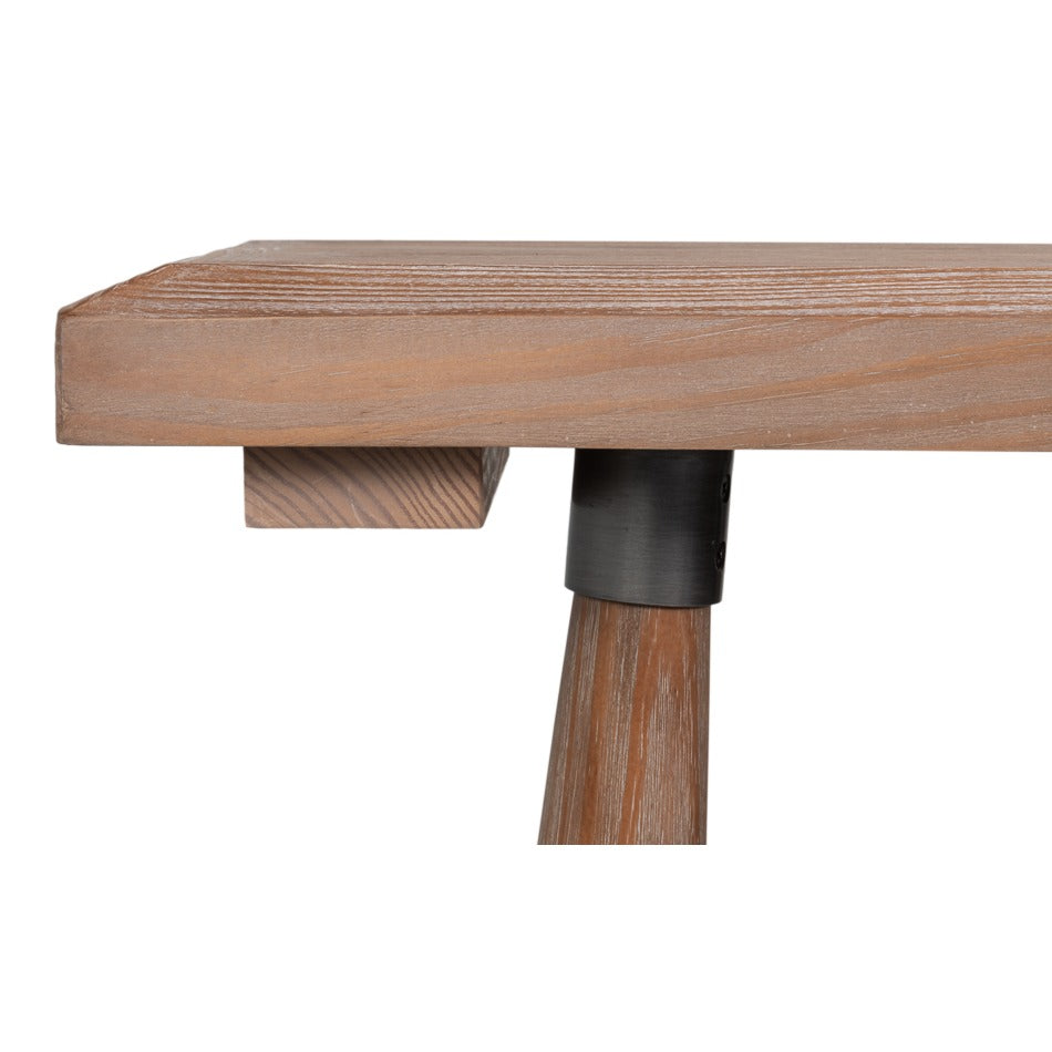 Long Carved-Leg Console Table – Natural Pine with Splayed Spindle Supports - additional view
