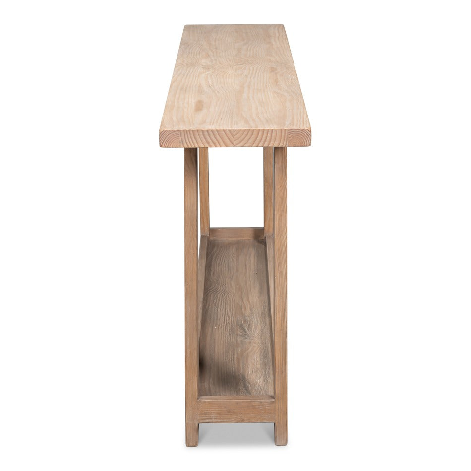Farmhouse Console Table, Long – Open-Shelf Pine - additional view