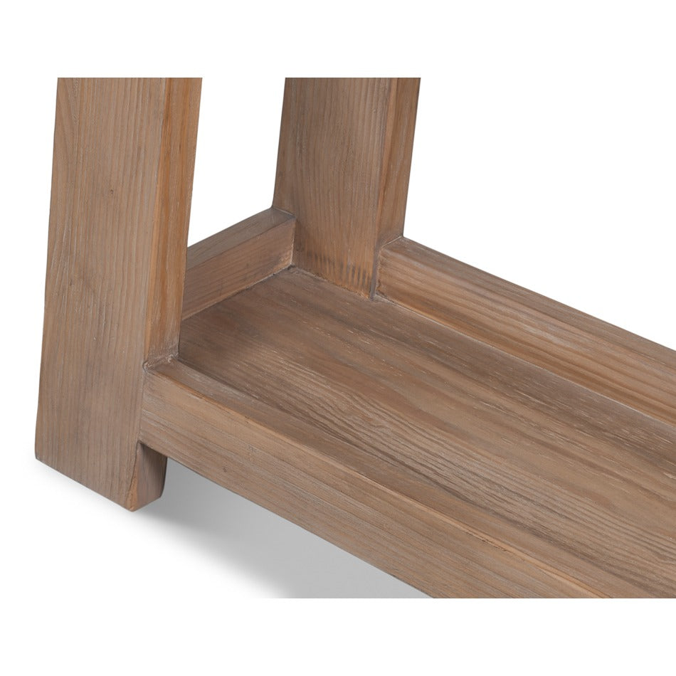 Farmhouse Console Table, Long – Open-Shelf Pine - additional view