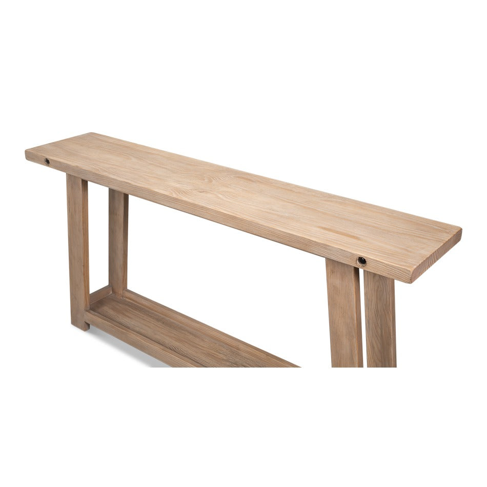 Farmhouse Console Table, Long – Open-Shelf Pine - additional view