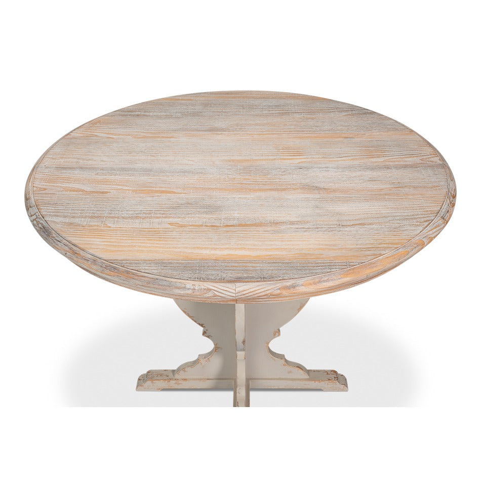 Farmhouse Bistro Table, 42" Round – Natural Pine Top with Painted Pedestal Base - additional view