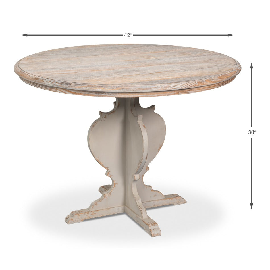 Farmhouse Bistro Table, 42" Round – Natural Pine Top with Painted Pedestal Base - dimension drawing