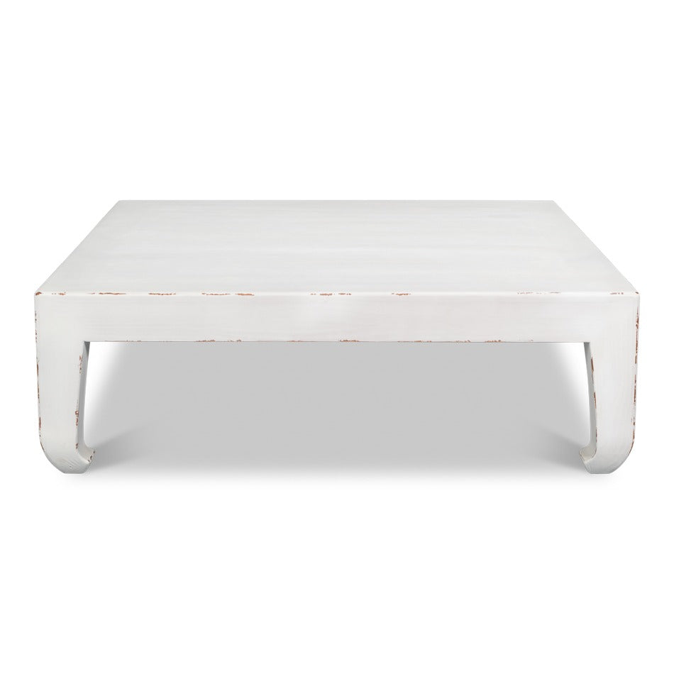 Asian-Inspired Cocktail Table, 57" Square – White Pine with Ming Hoof Feet - additional view