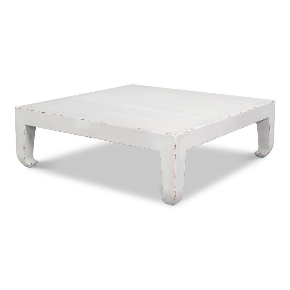 Asian-Inspired Cocktail Table, 57" Square – White Pine with Ming Hoof Feet - additional view