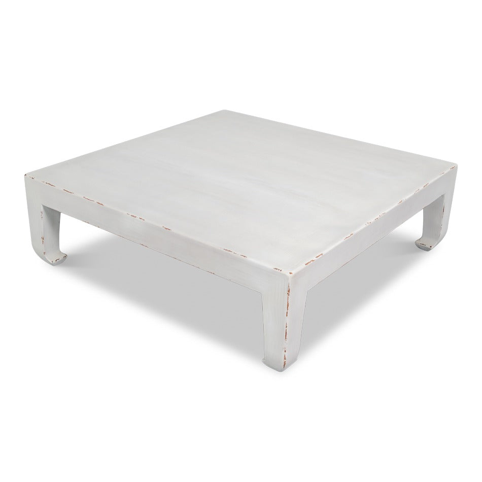 Asian-Inspired Cocktail Table, 57" Square – White Pine with Ming Hoof Feet - additional view