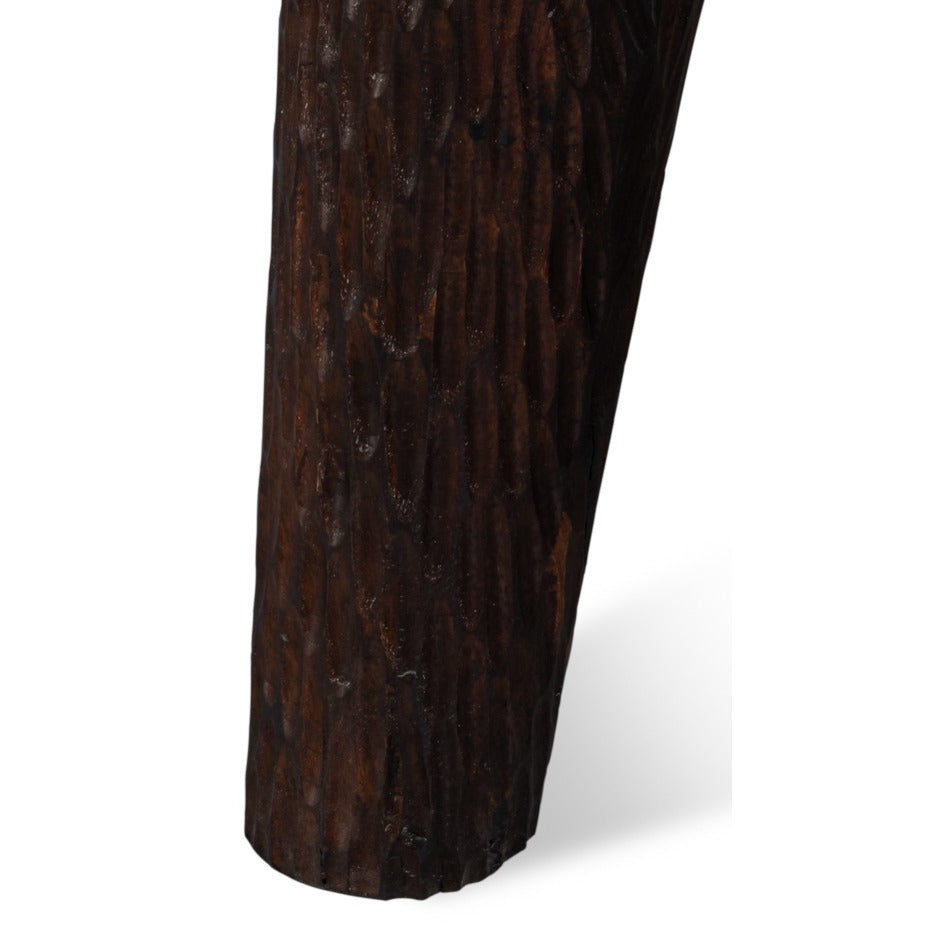 Hand-Carved Mango Wood Cube Side Table with Chiseled Texture - additional view