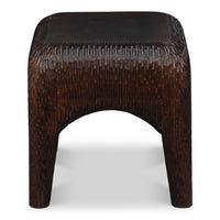 Hand-Carved Mango Wood Cube Side Table with Chiseled Texture - additional view