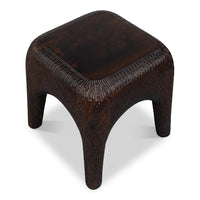 Hand-Carved Mango Wood Cube Side Table with Chiseled Texture - additional view