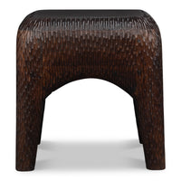 Hand-Carved Mango Wood Cube Side Table with Chiseled Texture - additional view