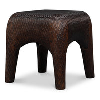 Hand-Carved Mango Wood Cube Side Table with Chiseled Texture - additional view