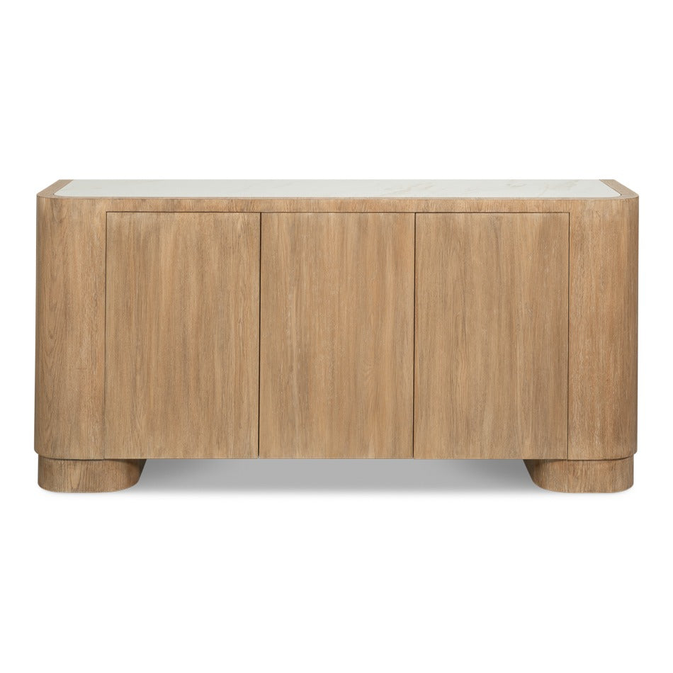 Arched-Base Sideboard, Four-Door – Fumed Oak with Drum Feet - additional view