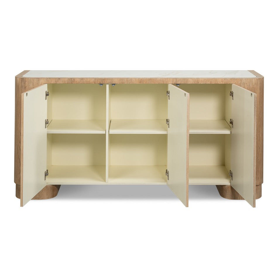 Arched-Base Sideboard, Four-Door – Fumed Oak with Drum Feet - additional view