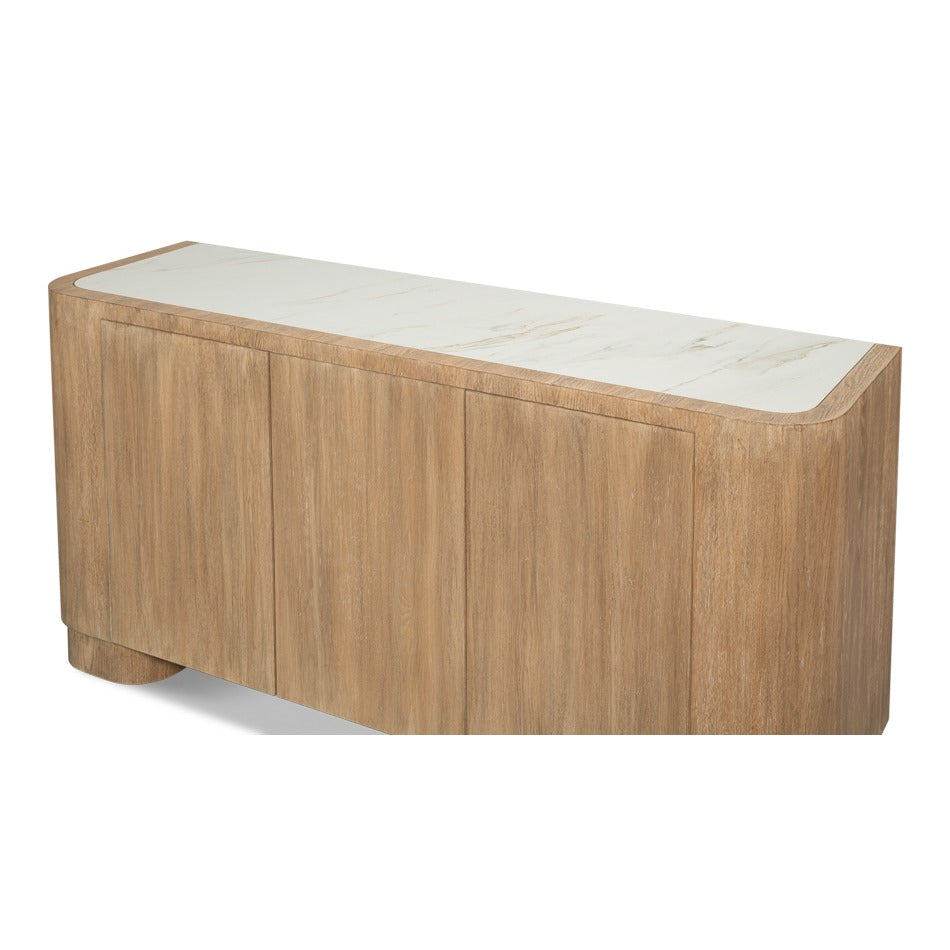 Arched-Base Sideboard, Four-Door – Fumed Oak with Drum Feet - additional view