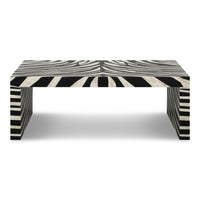 Bone Inlay Cocktail Table, 51 in – Black and Ivory Waterfall Base - additional view