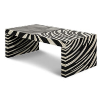 Bone Inlay Cocktail Table, 51 in – Black and Ivory Waterfall Base - additional view