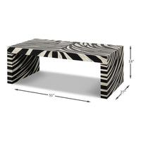 Bone Inlay Cocktail Table, 51 in – Black and Ivory Waterfall Base - dimension drawing