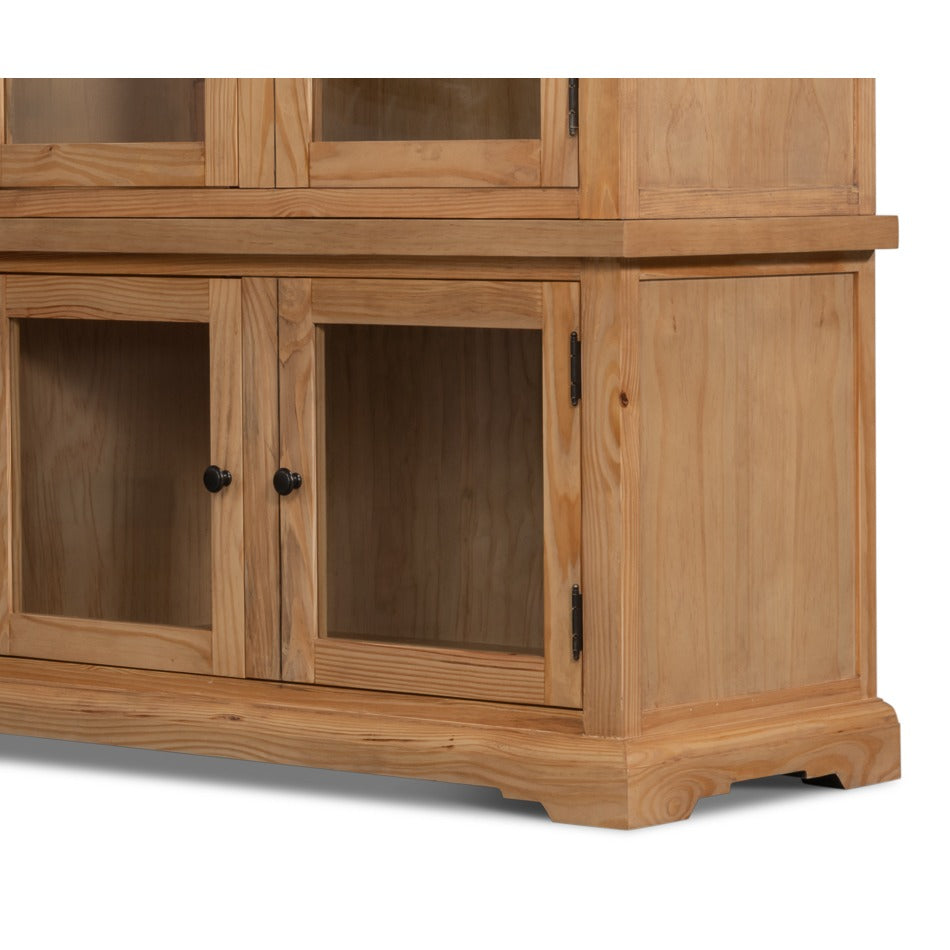Tall Rustic Display Bookcase - Natural Reclaimed Pine with Glass Doors - additional view