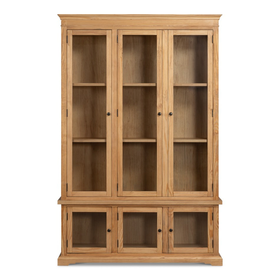 Tall Rustic Display Bookcase - Natural Reclaimed Pine with Glass Doors - additional view