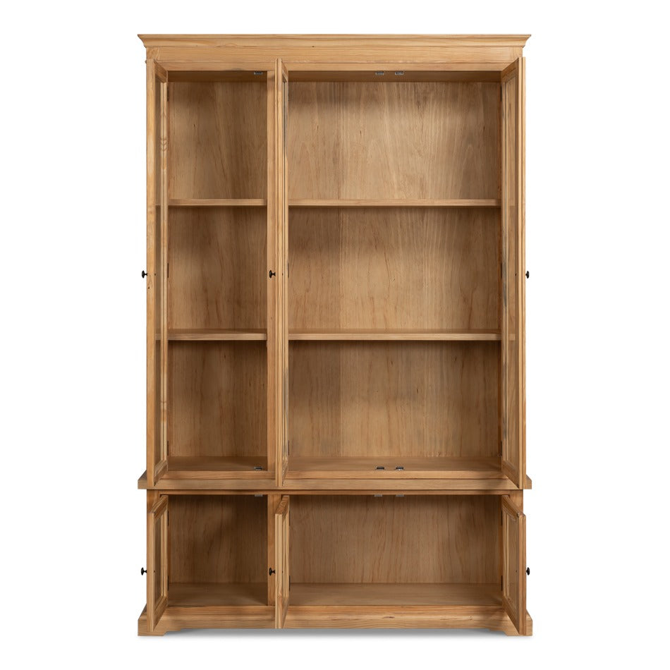Tall Rustic Display Bookcase - Natural Reclaimed Pine with Glass Doors - additional view