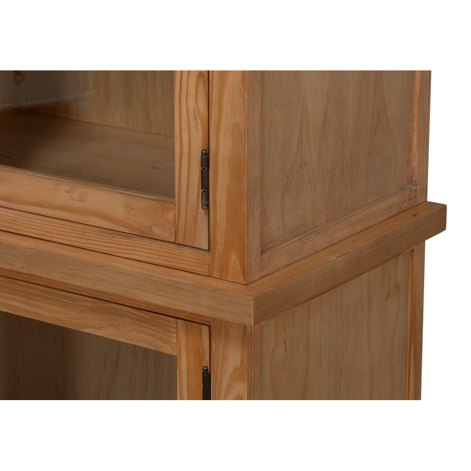 Tall Rustic Display Bookcase - Natural Reclaimed Pine with Glass Doors - additional view