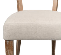 Limed Oak Dining Chairs in Beige Linen, Sets of 2 - view 8