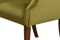 Sloped Arm Green Velvet Dining Chair in Olive, Host Chair - view 6