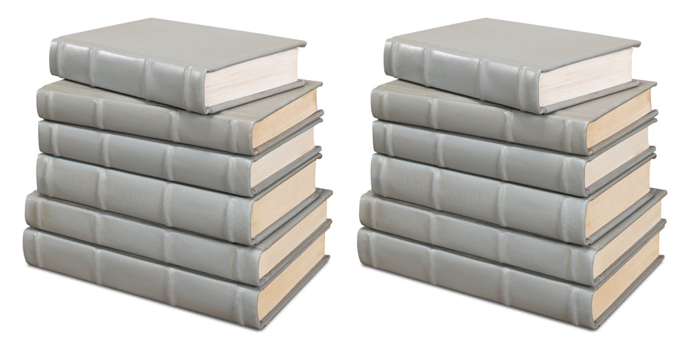 Gray Book Set of 12 in Antiqued Leather and Paper
