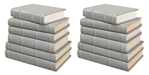 Gray Book Set of 12 in Antiqued Leather and Paper