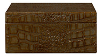 Croc Leather Box in Antique Green, Set of 2