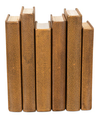 Shagreen Embossed Tan Book Set in Tawny Brown, Set of 12 - view 4