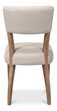 Limed Oak Dining Chairs in Beige Linen, Sets of 2 - view 4