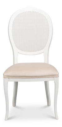 Cane Back Dining Chairs in White with Taupe Velvet, Sets of 2 - view 2