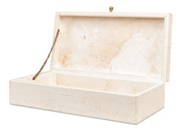 Shagreen Leather Box in Ivory, Set of 2
