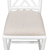 Chinese Chippendale Faux Bamboo Dining Chairs in White, Sets of 2 - view 9