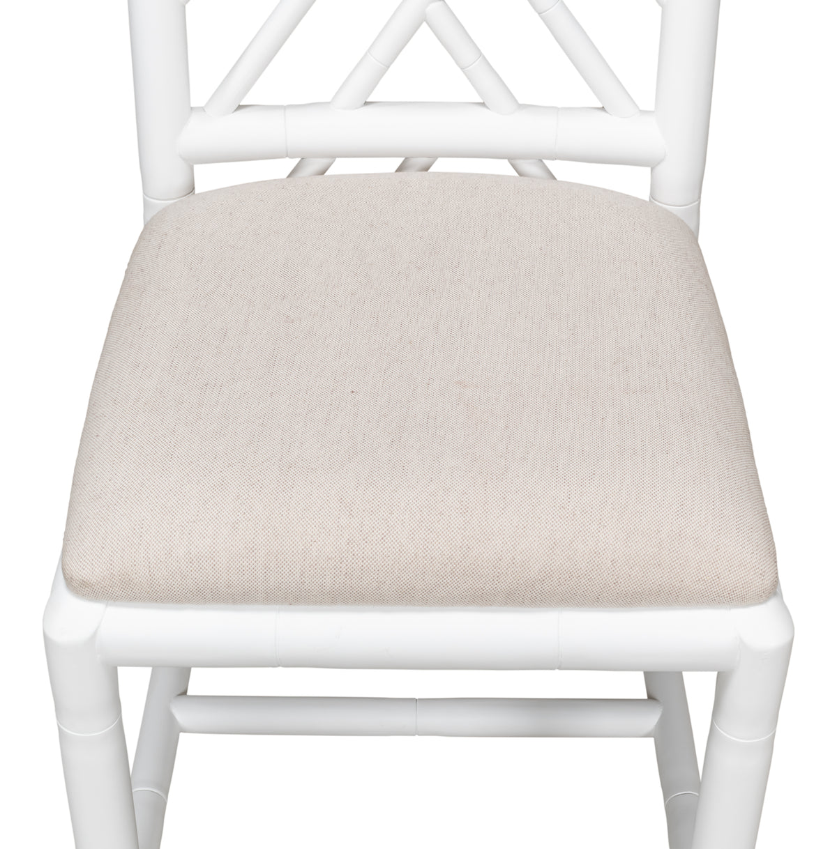 Chinese Chippendale Faux Bamboo Dining Chairs in White, Sets of 2 - view 9