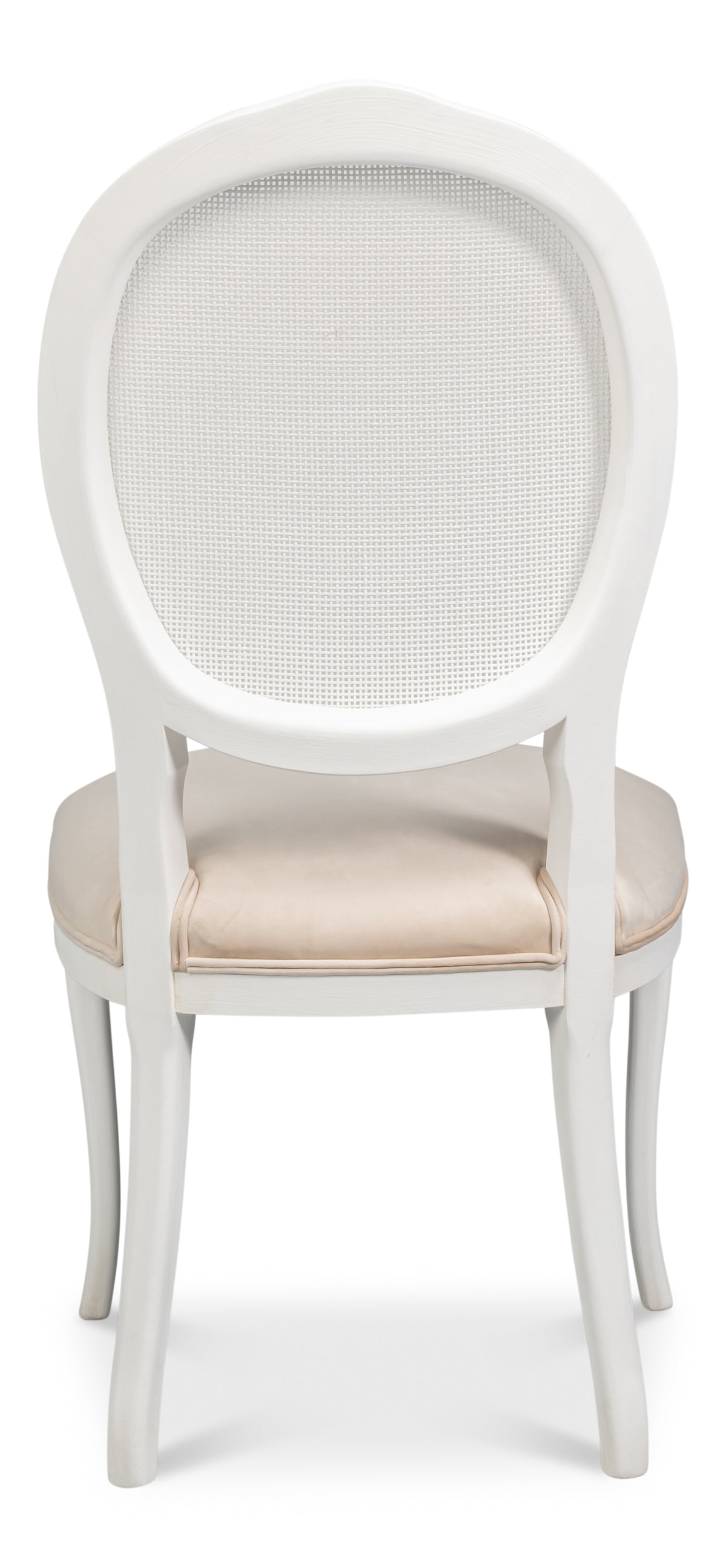 Cane Back Dining Chairs in White with Taupe Velvet, Sets of 2 - view 4