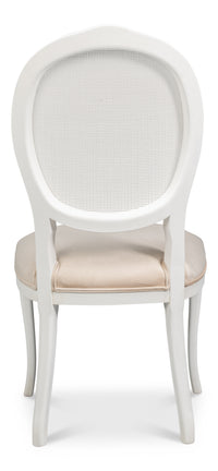 Cane Back Dining Chairs in White with Taupe Velvet, Sets of 2 - view 4