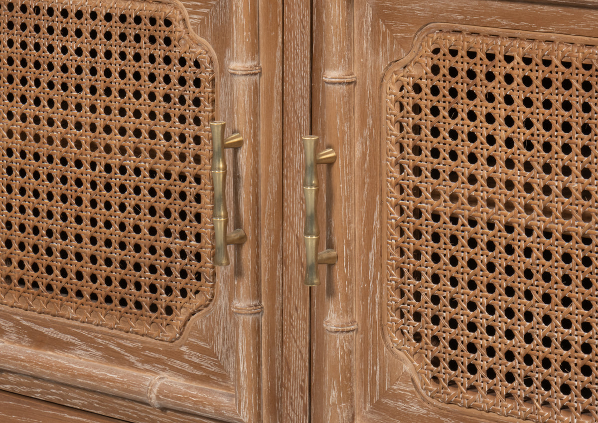 British Colonial Drop Leaf Server with Caned Doors
