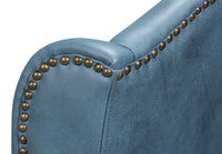 Blue Leather Wingback Dining Chairs, High Back, Sets of 2 - view 10