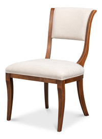 Klismos Dining Chairs in Antiqued Walnut and Cream, Sets of 2