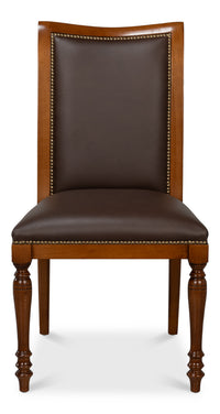 French Empire Dining Chairs in Brown Leather, Sets of 2 - view 2