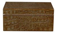 Croc Leather Box in Antique Green, Set of 2