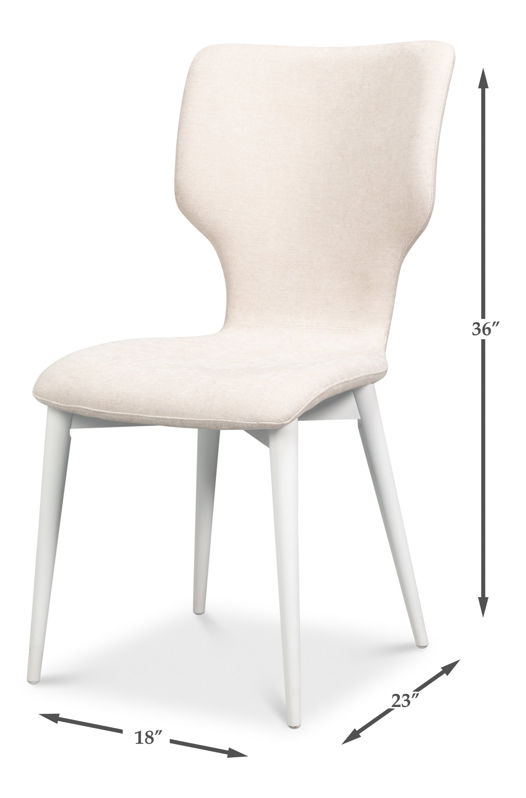 Sculpted Mid-Century Dining Chair in Cream with White Legs - view 11
