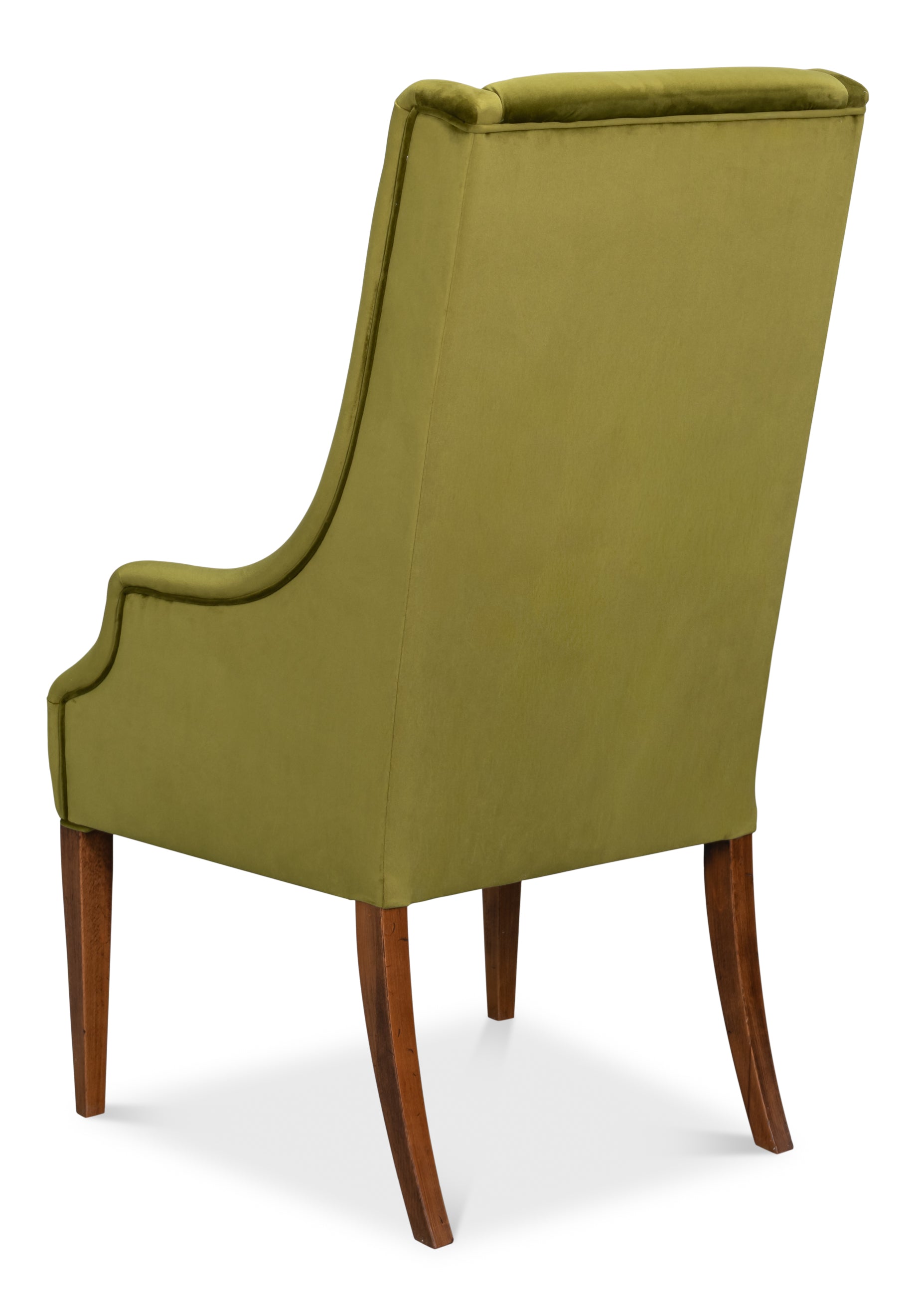 Sloped Arm Green Velvet Dining Chair in Olive, Host Chair - view 5