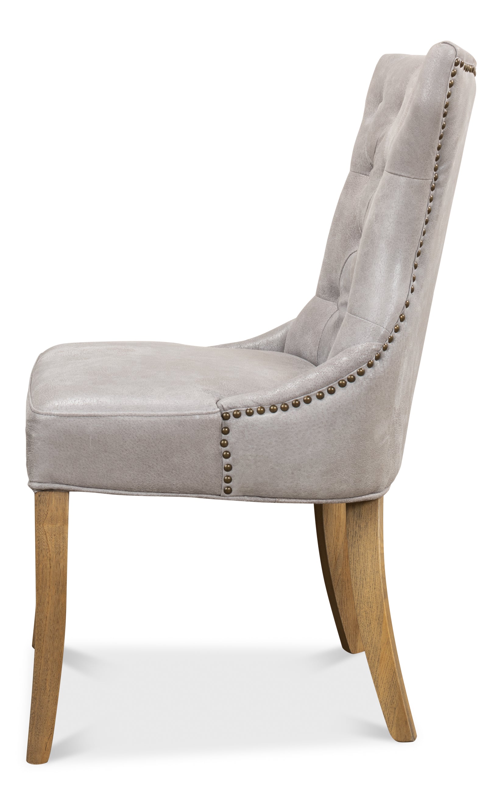 Tufted Dining Chairs in Gray Leather, Sets of 2 - view 3